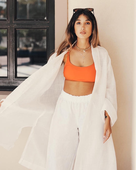 Sheer Linen White Kimono