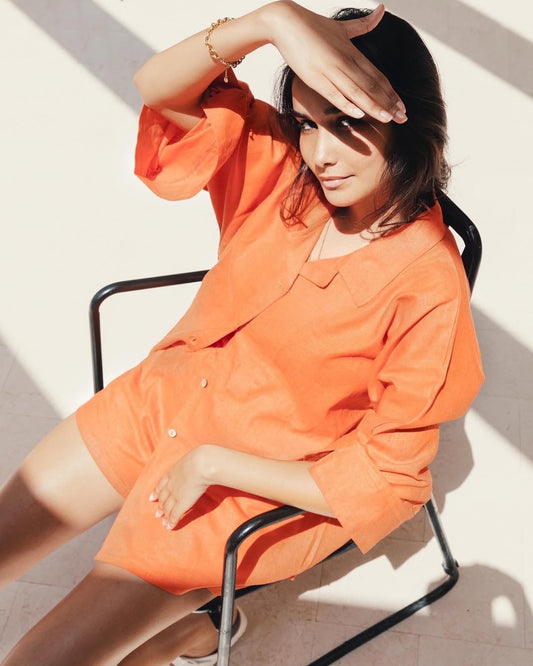 Orange Linen Shirt