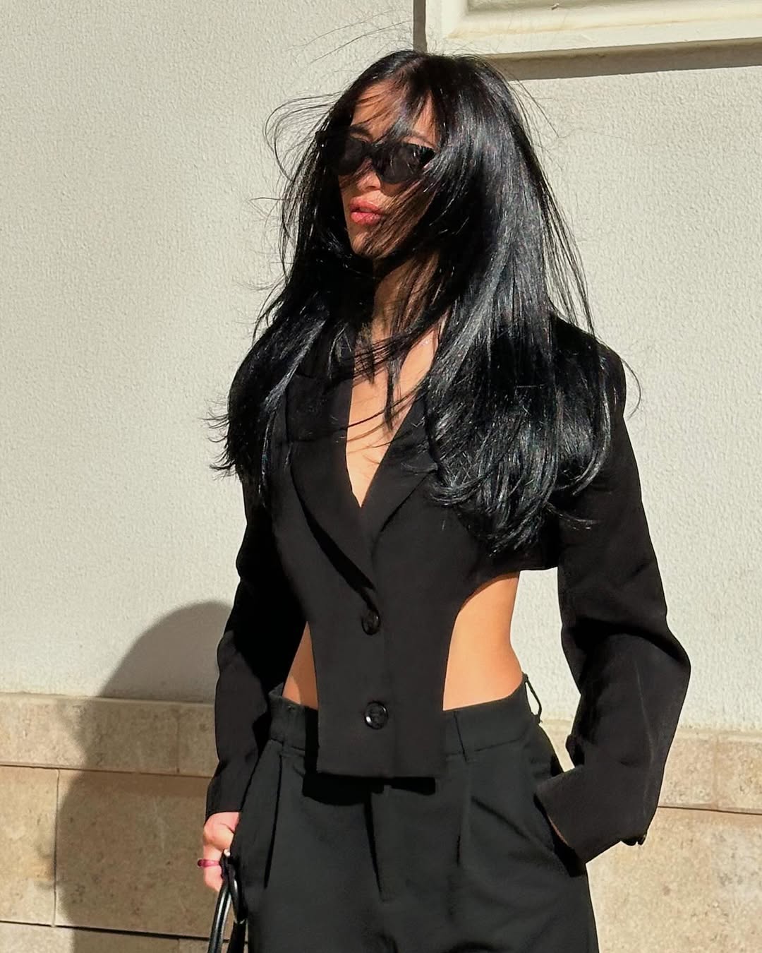 Black Cutout Cropped Blazer