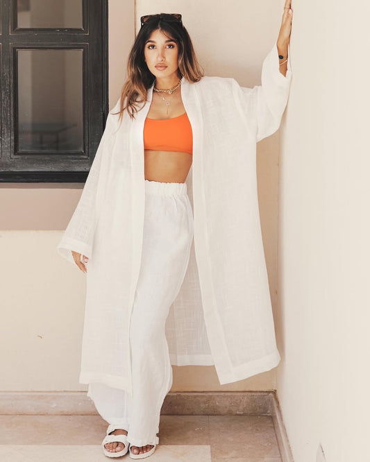 Sheer Linen White Kimono