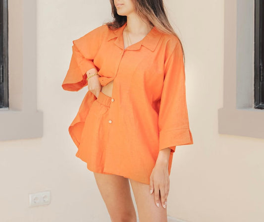 Orange Linen Shirt