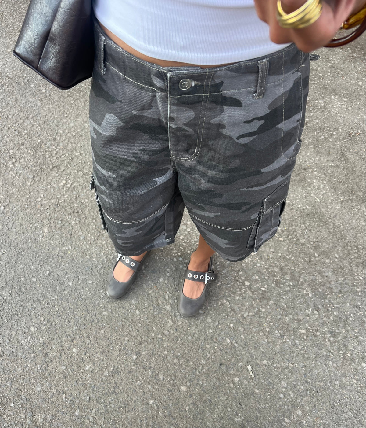 Washed Grey Camo Jorts