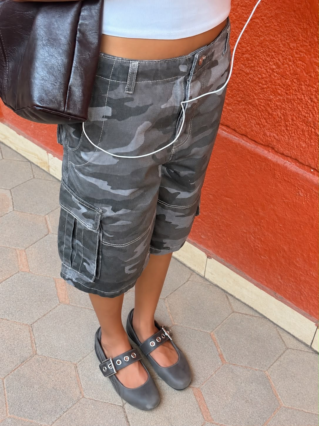 Washed Grey Camo Jorts