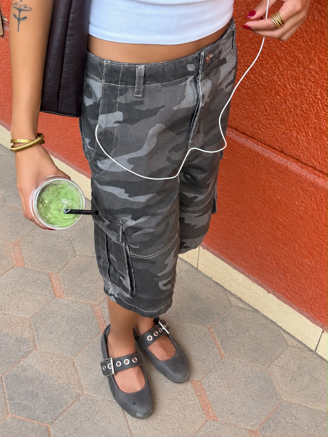 Washed Grey Camo Jorts