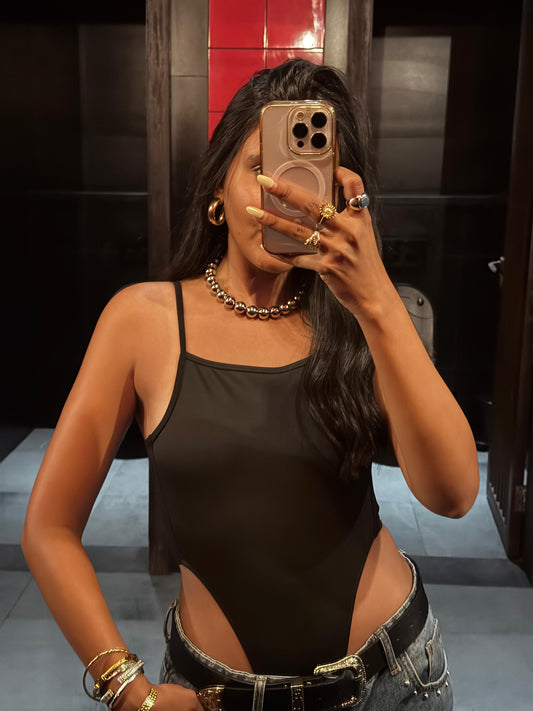 Black Cutout Bodysuit